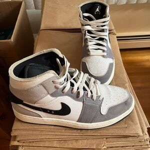 Jordan Gray and White High-Top Sneakers